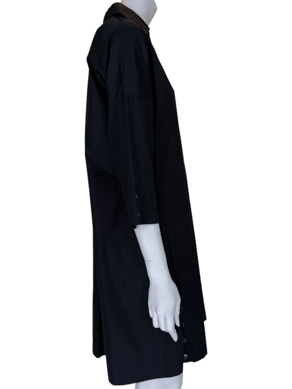 Akris Punto Black Cotton Shirt Dress with Button Detail – Size US 2
