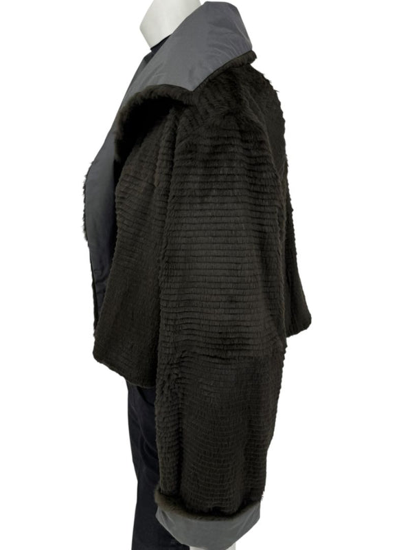 Peter Cohen Olive Brown Textured Fur Jacket – Size L