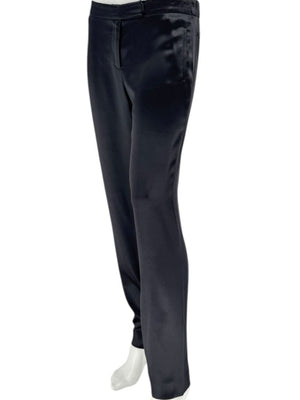 Pamella Roland Black Satin Tapered Pants – Large