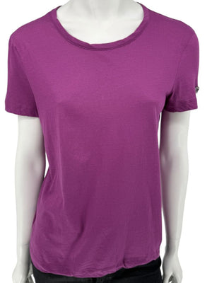 Chanel Purple Cotton T-Shirt with Beaded CC Logo – Spring 2009 Collection – Size FR 44 (US 10/12)