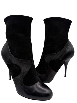 Miu Miu Women’s Black Leather & Suede Ankle Boots – Size 37