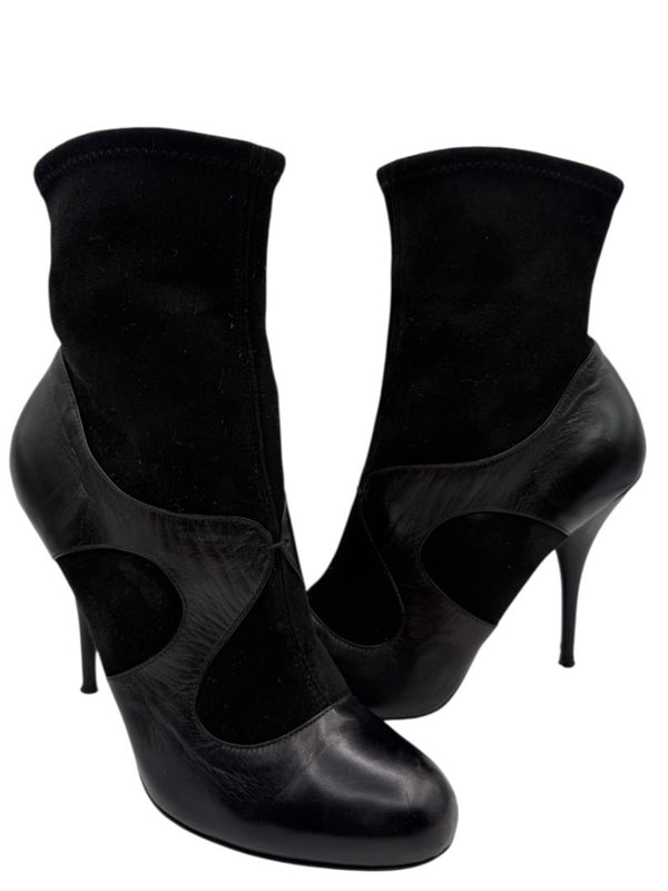 Miu Miu Women’s Black Leather & Suede Ankle Boots – Size 37