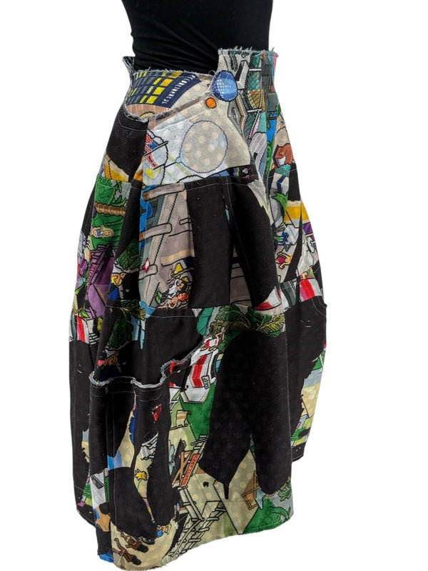 Comme des Garçons Printed Patchwork Skirt – Size XS - Made In Japan
