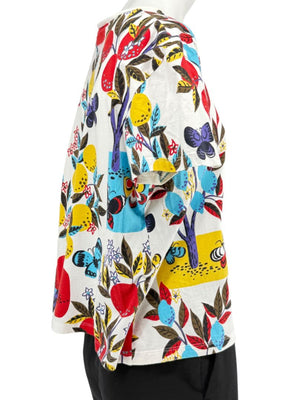 St. John Sport by Marie Gray Fruit & Butterfly Print T-Shirt &amp; Denim-Style Jacket Set – Size XL