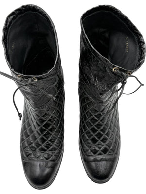 Chanel Quilted Crinkled Calfskin Mid-Calf Boots – Size 41