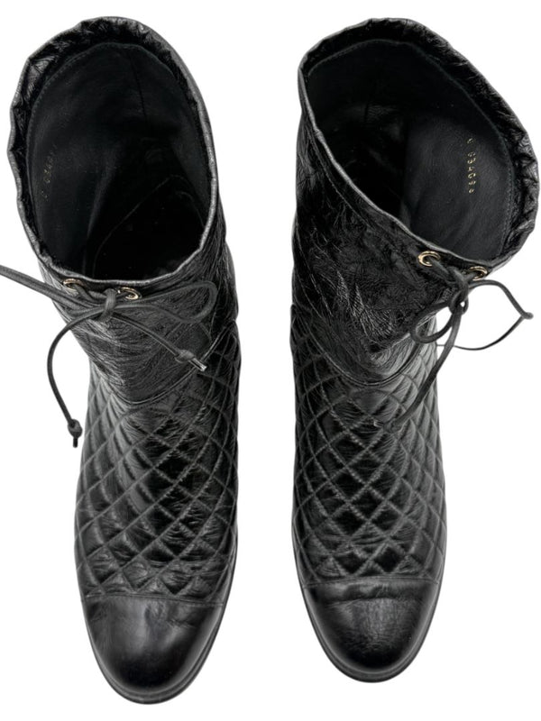 Chanel Quilted Crinkled Calfskin Mid-Calf Boots – Size 41