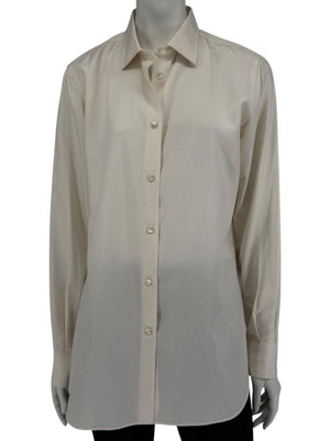 Loro Piana Ivory Silk Button-Up Shirt – Size IT 46