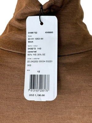 Akris Caramel Cashmere-Silk Turtleneck – Size 12