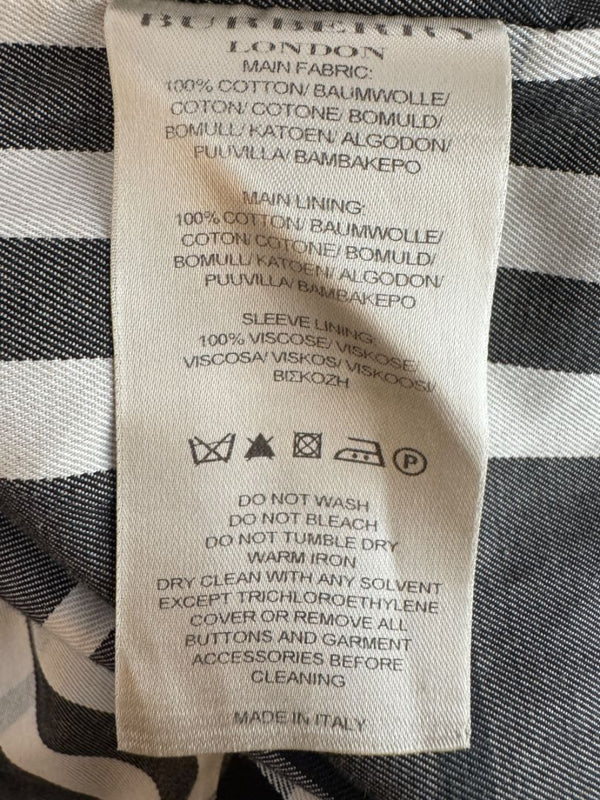 Burberry London Black Cotton Trench Coat with Dégradé Studded Details – Size USA 14 / IT 48