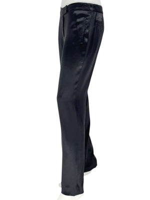 Pamella Roland Black Satin Tapered Pants – Large