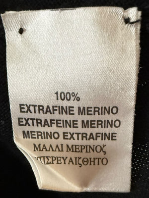 Burberry London Black Extrafine Merino Wool V-Neck Sweater – Size L