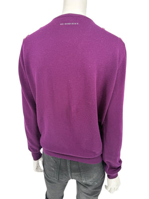 Burberry London Plum Merino Wool Sweater – Size S Mens