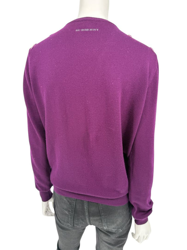 Burberry London Plum Merino Wool Sweater – Size S Mens