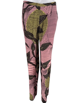 Christiann Lacroix Pink Botanical Print Wide-Leg Pants – Size 46