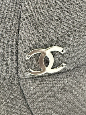Chanel Black Wool Chain-Closure Tailored Jacket – Size 46