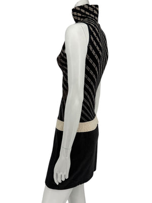 Custo Barcelona Sleeveless High-Neck Mixed-Media Mini Dress – Size 2