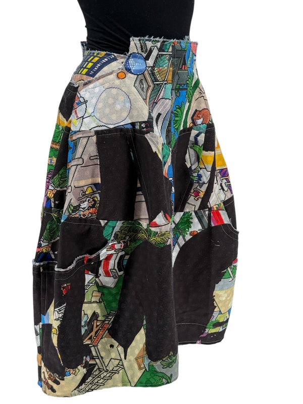Comme des Garçons Printed Patchwork Skirt – Size XS - Made In Japan