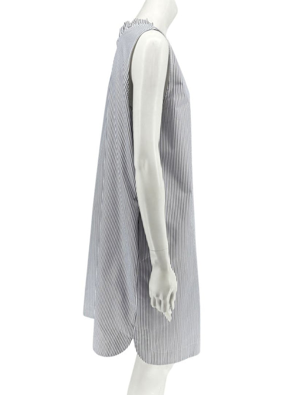 Lafayette 148 New York Navy & White Striped Sleeveless Shift Dress with Pockets – Size XL