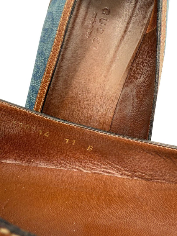 Gucci Blue GG Denim Bamboo Horsebit Ballet Flats – Size 11B