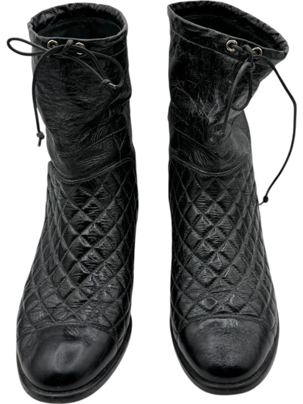 Chanel Quilted Crinkled Calfskin Mid-Calf Boots – Size 41