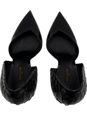 Louis Vuitton Black Patent & Exotic Embossed Leather D’Orsay Pumps – Size 39