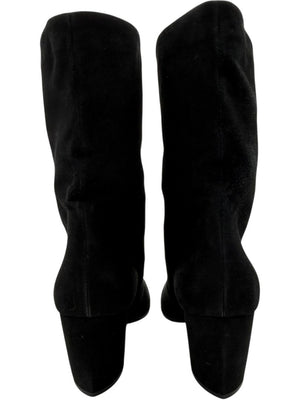 Prada Black Suede Mid-Calf Boots – Size 39.5