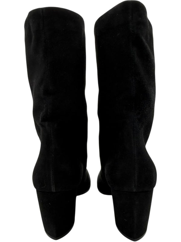 Prada Black Suede Mid-Calf Boots – Size 39.5