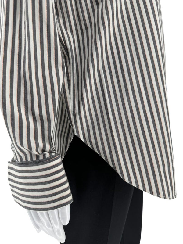 Brunello Cucinelli Striped Shirt with Monili Detail - Size L