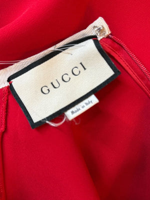 GUCCI Black Sleeveless Mini Dress with Red & Cream Trim - Size IT 46