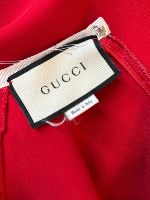 GUCCI Black Sleeveless Mini Dress with Red & Cream Trim - Size IT 46