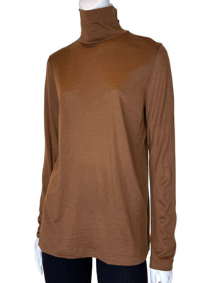 Akris Caramel Cashmere-Silk Turtleneck – Size 12