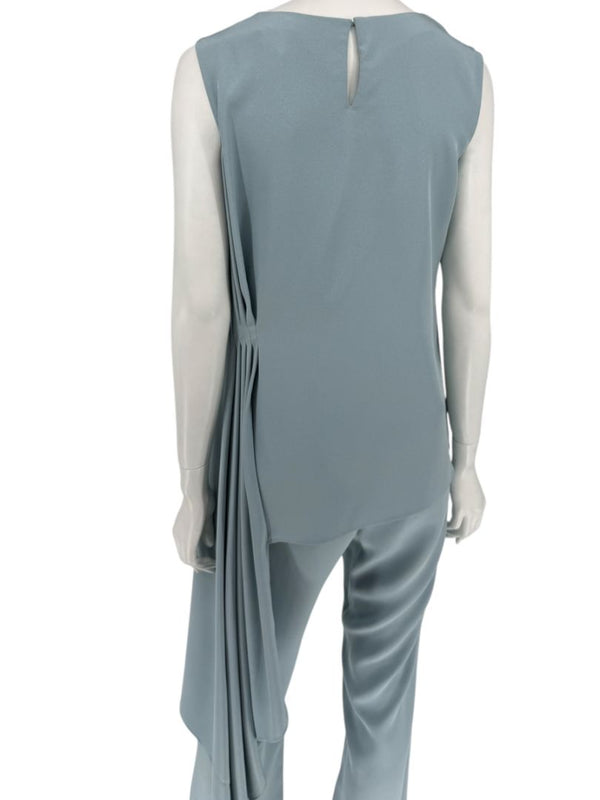 Pamella Roland Blue Draped Tunic & Pants Set Women’s Evening Formal 2 Piece – Size L