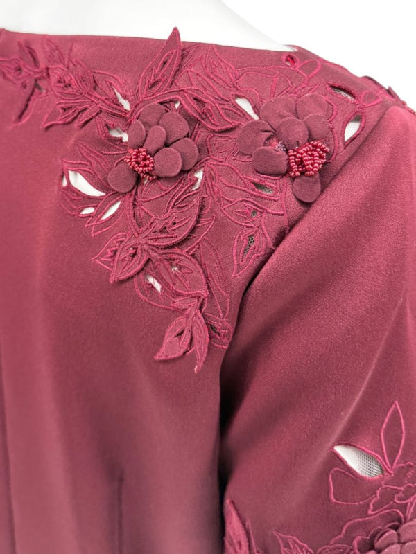 Pamella Roland Burgundy Embellished 2-Piece Set – Large