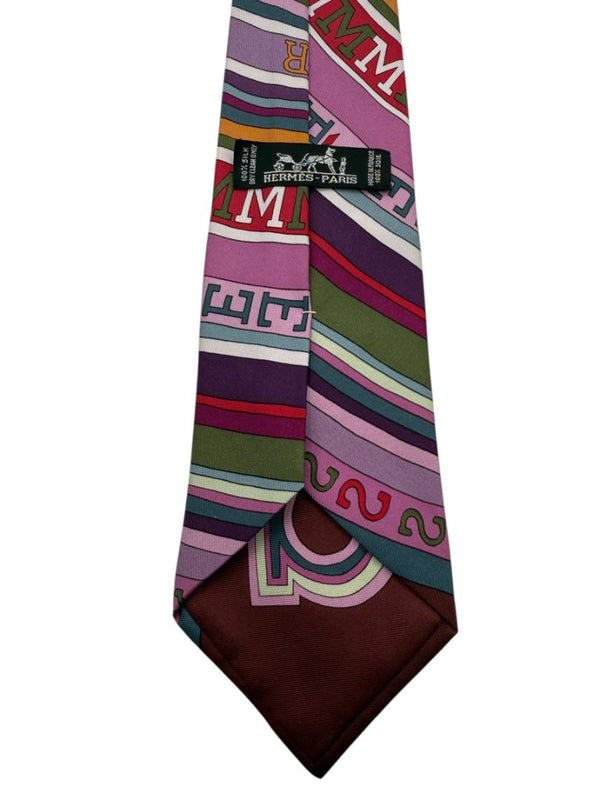 Hermès Paris Multicolor “Imprimeur” Silk Necktie – Excellent Pre-Owned Condition
