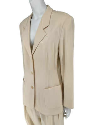Ron Leal Cream Wool Pantsuit – Size 12