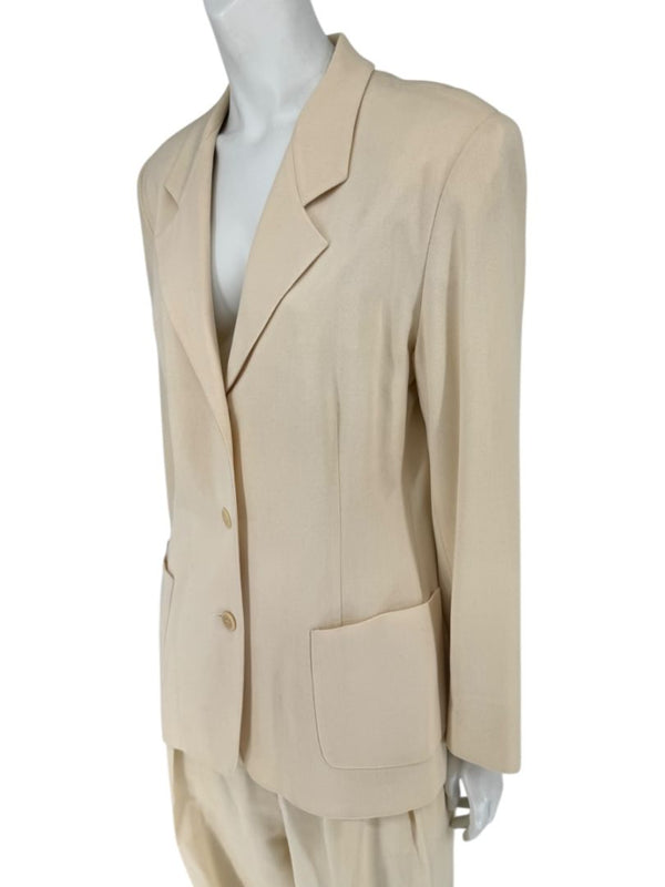 Ron Leal Cream Wool Pantsuit – Size 12
