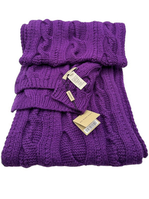 Burberry Violet Wool-Cashmere Cable Knit Scarf – Brand New With Tags