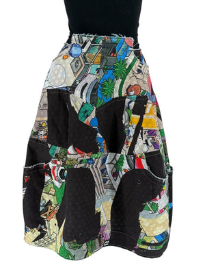 Comme des Garçons Printed Patchwork Skirt – Size XS - Made In Japan