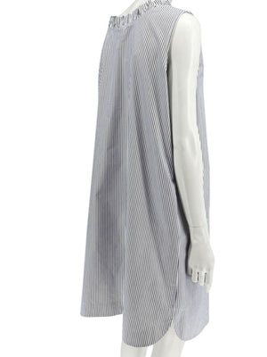 Lafayette 148 New York Navy & White Striped Sleeveless Shift Dress with Pockets – Size XL