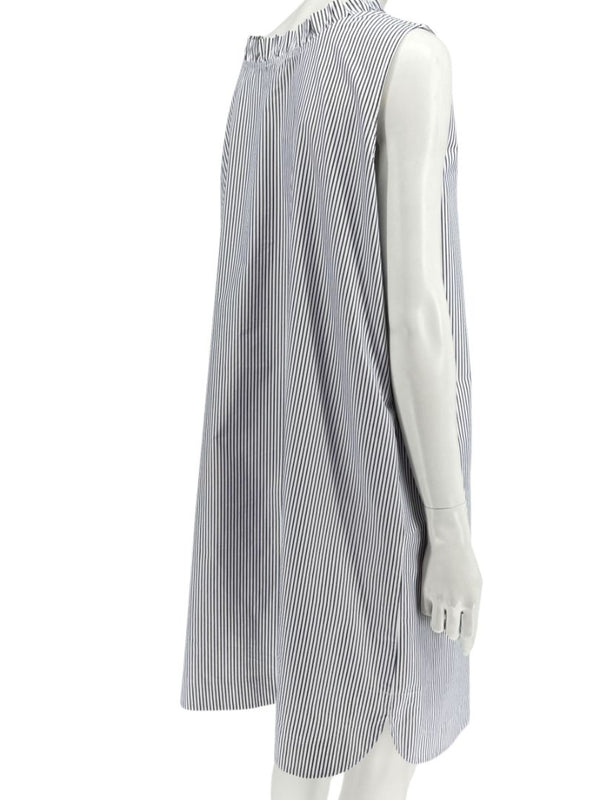 Lafayette 148 New York Navy & White Striped Sleeveless Shift Dress with Pockets – Size XL