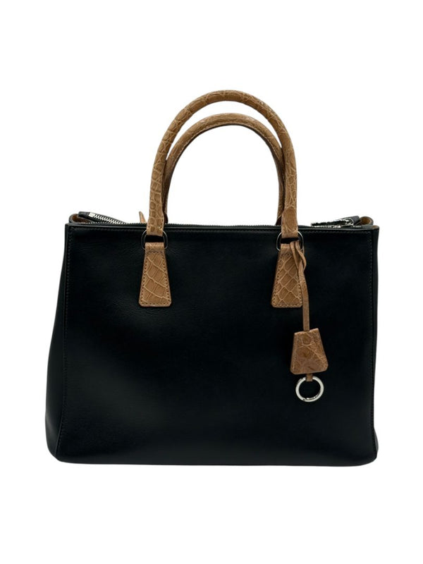 Prada Galleria Double Zip Tote in Nero & Sughero