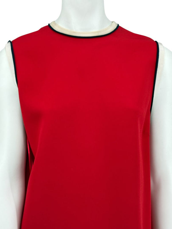 GUCCI Black Sleeveless Mini Dress with Red & Cream Trim - Size IT 46