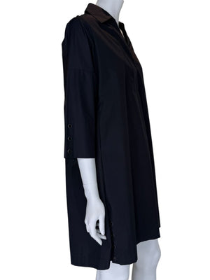 Akris Punto Black Cotton Shirt Dress with Button Detail – Size US 2