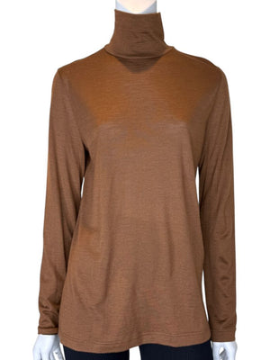 Akris Caramel Cashmere-Silk Turtleneck – Size 12