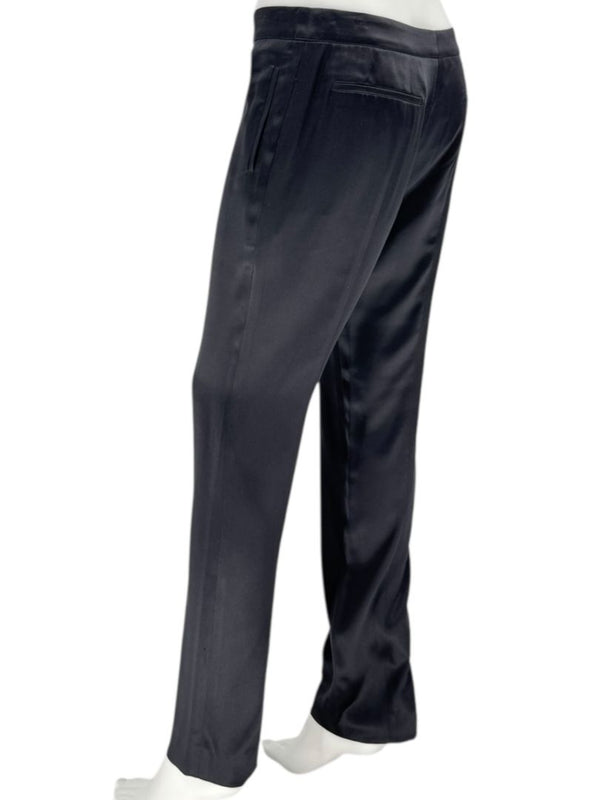 Pamella Roland Black Satin Tapered Pants – Large