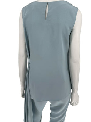 Pamella Roland Blue Draped Tunic & Pants Set Women’s Evening Formal 2 Piece – Size L