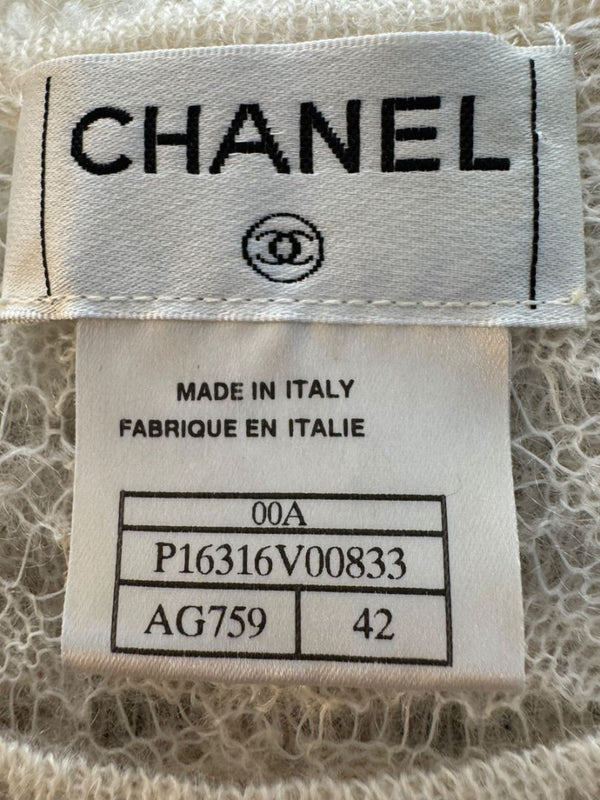 Chanel Ivory Mohair Lace Sleeveless Top – Size 42 (FR)