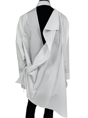 Yohji Yamamoto White Asymmetric Back-Drape Shirt Dress – Size 1