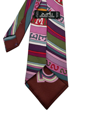 Hermès Paris Multicolor “Imprimeur” Silk Necktie – Excellent Pre-Owned Condition