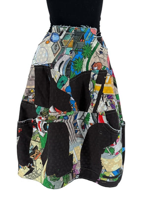 Comme des Garçons Printed Patchwork Skirt – Size XS - Made In Japan
